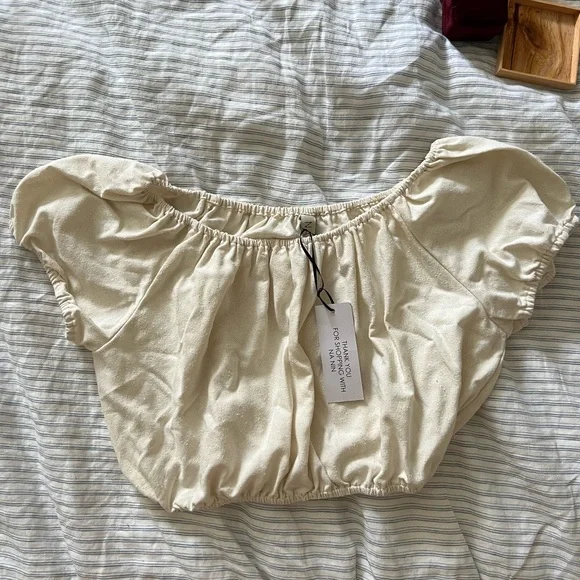 Na Nin Stella Raw Silk Crop Top Cream - Picture 5 of 9